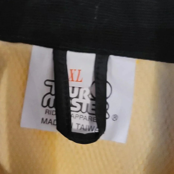 Tourmaster Motorcycle Rain Jacket Mens Yellow Black Lined Vented Sz XL 4 Pockets - Picture 5 of 13